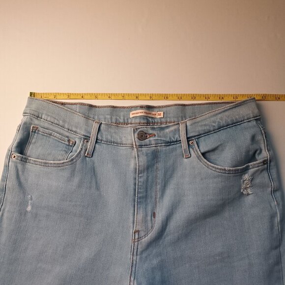 Levi's Denim Jeans Size 32/14 724 High Rise Straight Crop Light Wash Distressed - Picture 7 of 10